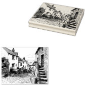 Clovelly Village Sketch, Devon England Gummistempel (Stempel)