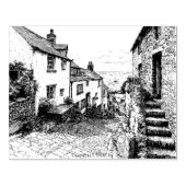 Clovelly Village Sketch, Devon England Gummistempel (Prägung)