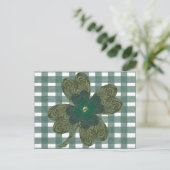 Clover auf Gingham Postcard Postkarte (Stehend Vorderseite)