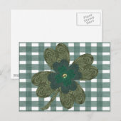 Clover auf Gingham Postcard Postkarte (Vorne/Hinten)