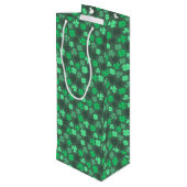 CLOVER-BLÄTTER ST-PATRICKS-PATTERN GESCHENKTÜTE FÜR WEINFLASCHEN (Rückseite Schrägansicht)