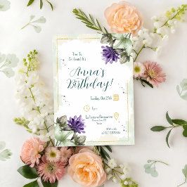 Clover Blossom Watercolor Florals Geburtstag Einladung