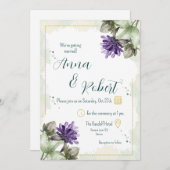 Clover Blossom Watercolor Florals Wedding Einladung (Vorne/Hinten)