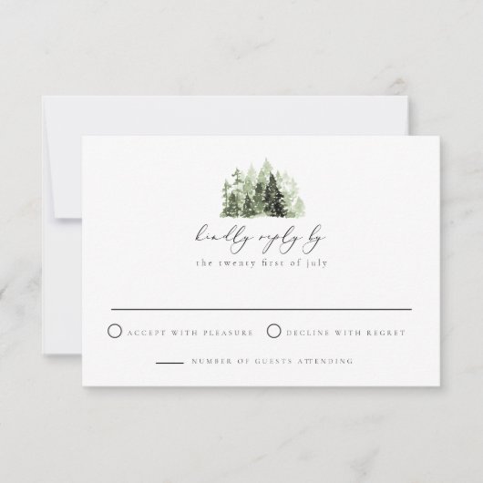 CLOVER Bohemische Wasserfarben Pine Tree UAWG Einladung (Vorderseite)