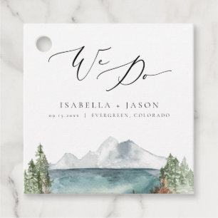 CLOVER Boho Rustic Mountain Lake Wedding Geschenkanhänger