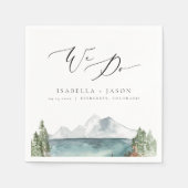 CLOVER Boho Rustic Mountain Lake Wedding Serviette (Vorderseite)