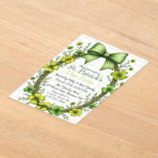 Clover & Bow St. Patrick’s Day Party Design Acryleinladungen (Ablage )