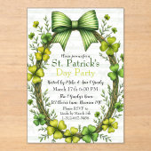 Clover & Bow St. Patrick’s Day Party Design Acryleinladungen (Vorderseite)