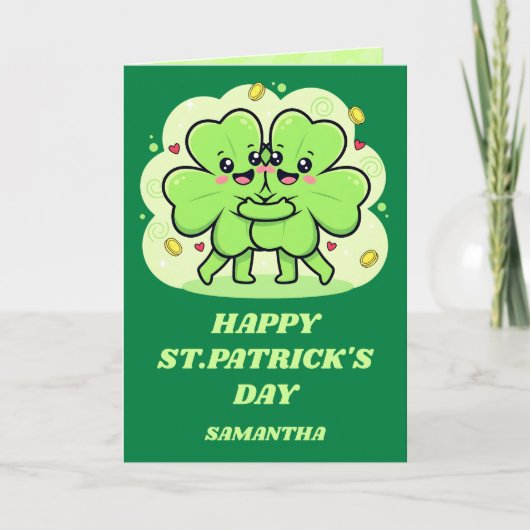 Clover Cuddles St. Patrick’s Day Grußkarte Karte (Vorderseite)