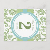 Clover Damask und Aqua-Tischnummer Postkarte (Rückseite)