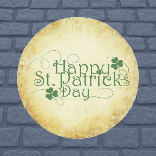 Clover Design Happy St Patricks Day Runder Aufkleber