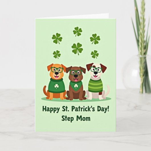 Clover Dogs Pattern Holiday Card Karte (Vorderseite)