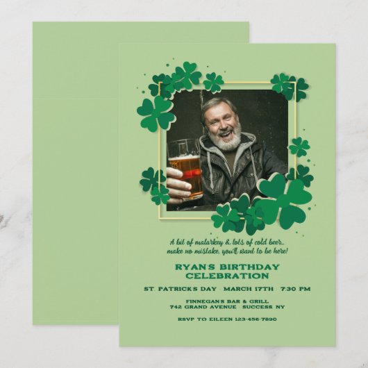 Clover Frame Photo Einladung (Vorne/Hinten)