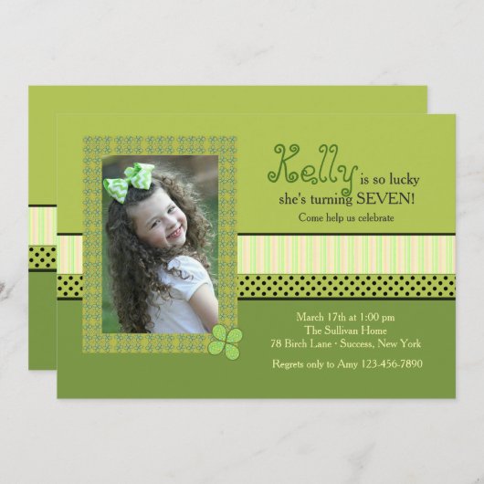 Clover Frame St. Patrick's Day Foto Einladung (Vorne/Hinten)