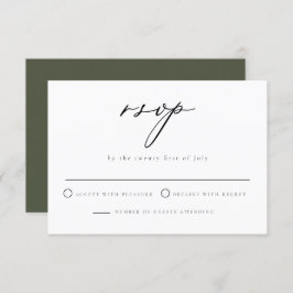 CLOVER Green Minimalistisch Script Wedding RSVP Ca Einladung