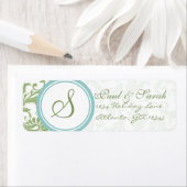 Clover Green und Aqua Blue Wedding Label (Insitu)