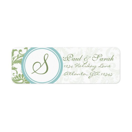 Clover Green und Aqua Blue Wedding Label (Vorne)