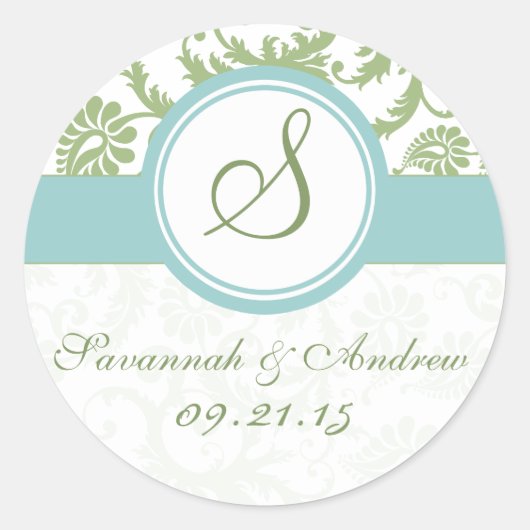 Clover Green und Aqua Wedding Sticker (Vorderseite)