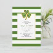 Clover, grüne Streifen irische Hochzeitskaffees Du Einladung (Stehend Vorderseite)
