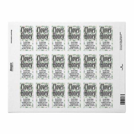 Clover Honey Jar Personalisiertes Produkt Adressaufkleber (Vorne)