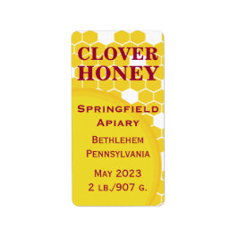 Clover Honeycomb Honey Jar Adressaufkleber