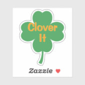 Clover It Vier-Blatt-Kleeblatt St. Patrick's Day Aufkleber (Blatt)