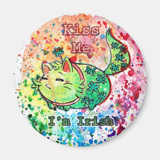 Clover Kitten Kiss Me Ich bin Irish Magnet (Vorne)