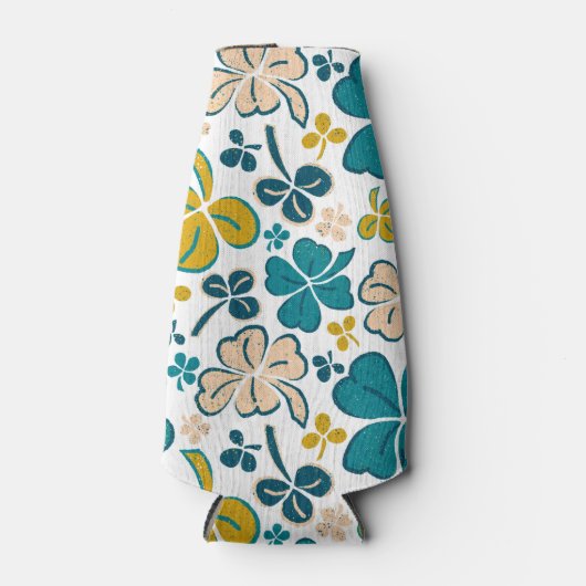 Clover Kleeblatt Green Pattern St Patrick`s Day Flaschenkühler (Vorderseite)
