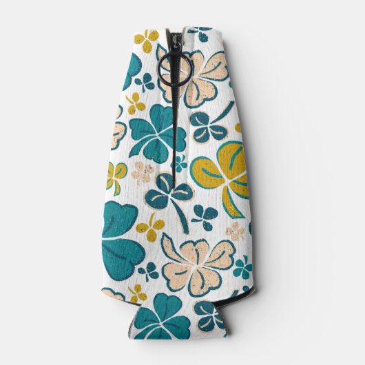 Clover Kleeblatt Green Pattern St Patrick`s Day Flaschenkühler (Rückseite)