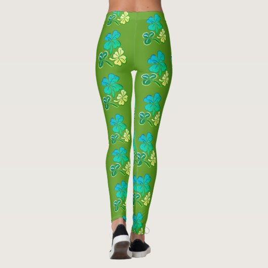 Clover Kleeblatt Green Pattern St Patrick`s Day Leggings (Rückseite)