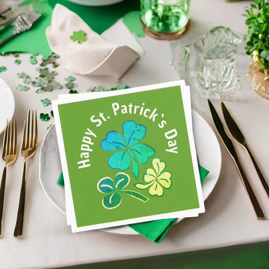 Clover Kleeblatt Green St. Patrick`s Day Party Serviette