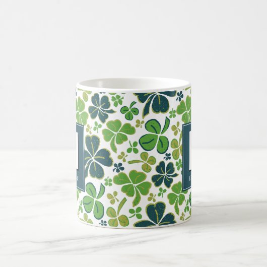 Clover Kleeblatt Mit Monogramm St. Patrick`s Day Kaffeetasse (Mittel)