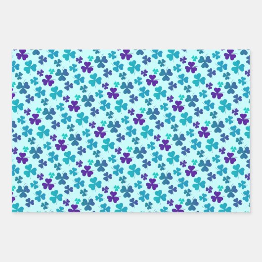 Clover Kleeblatt Retro Grün Rosa Blau Farbiger Spa Geschenkpapier Set (Vorderseite 3)