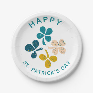 Clover Kleeblatt Zeichnend Happy St. Patrick`s Day Pappteller