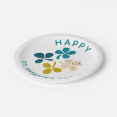 Clover Kleeblatt Zeichnend Happy St. Patrick`s Day Pappteller (Schrägansicht)