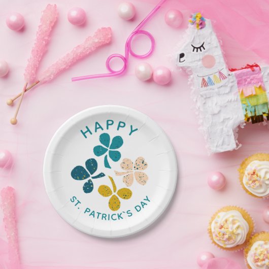 Clover Kleeblatt Zeichnend Happy St. Patrick`s Day Pappteller (Party)