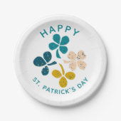 Clover Kleeblatt Zeichnend Happy St. Patrick`s Day Pappteller (Vorderseite)