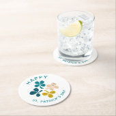 Clover Kleeblatt Zeichnend Happy St. Patrick`s Day Runder Pappuntersetzer (Vor Ort)