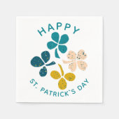 Clover Kleeblatt Zeichnend Happy St. Patrick`s Day Serviette (Vorderseite)