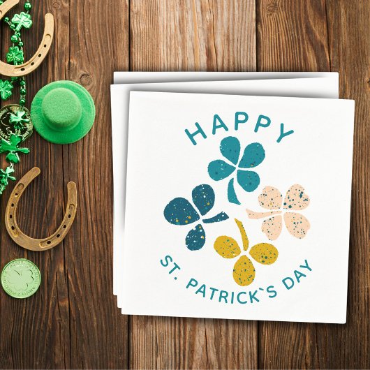 Clover Kleeblatt Zeichnend Happy St. Patrick`s Day Serviette