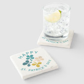 Clover Kleeblatt Zeichnend Happy St. Patrick`s Day Steinuntersetzer (Seitenansicht)