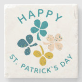 Clover Kleeblatt Zeichnend Happy St. Patrick`s Day Steinuntersetzer (Vorderseite)
