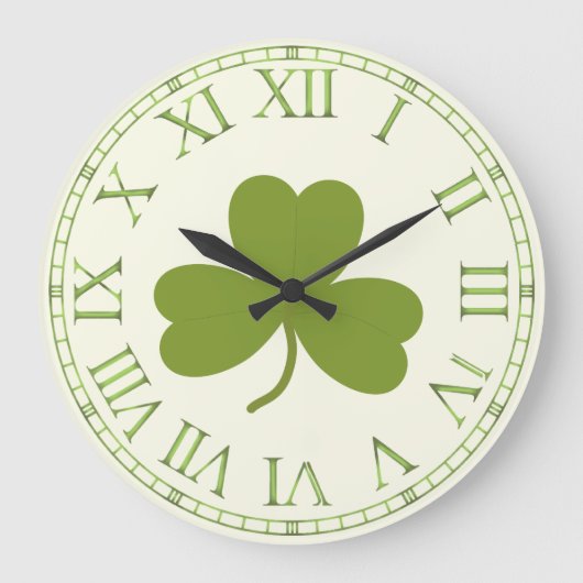 Clover Leaf, Kleeblatt st patrick's day Große Wanduhr (Vorderseite)