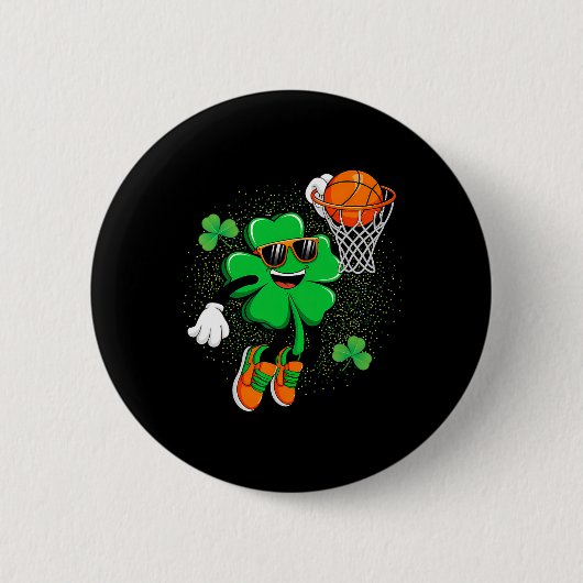 Clover Leprechaun Sketll Dunk St Patricks Day Men Button (Vorderseite)