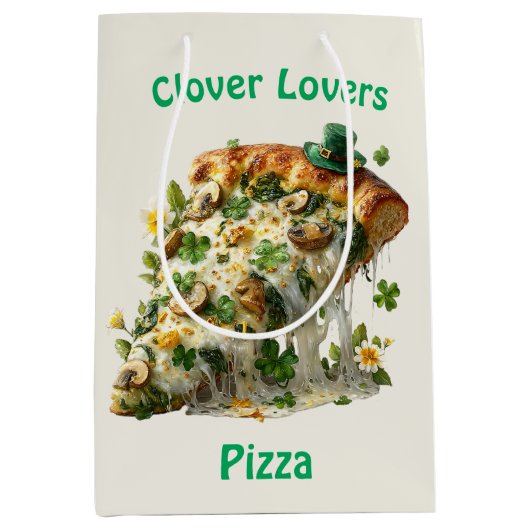 Clover Lovers Pizza St. Patrick’s Day Mittlere Geschenktüte (Vorderseite)