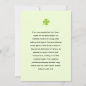 Clover Luck Charm: Der Luck Shine der Klee Einladung (Rückseite)