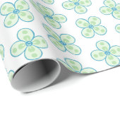 Clover Moroccan Quatrefoil in Green and Aqua Geschenkpapier (Rolleneckpunkt)