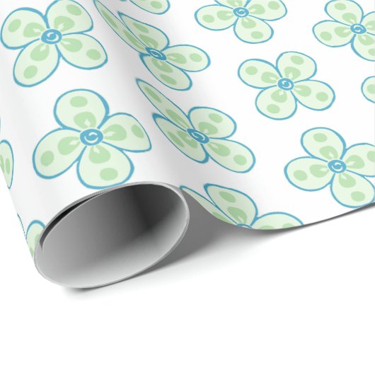 Clover Moroccan Quatrefoil in Green and Aqua Geschenkpapier (Rolleneckpunkt)