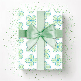 Clover Moroccan Quatrefoil in Grün und Aquablau Geschenkpapier