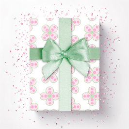Clover Moroccan Quatrefoil in Pink and Green Geschenkpapier